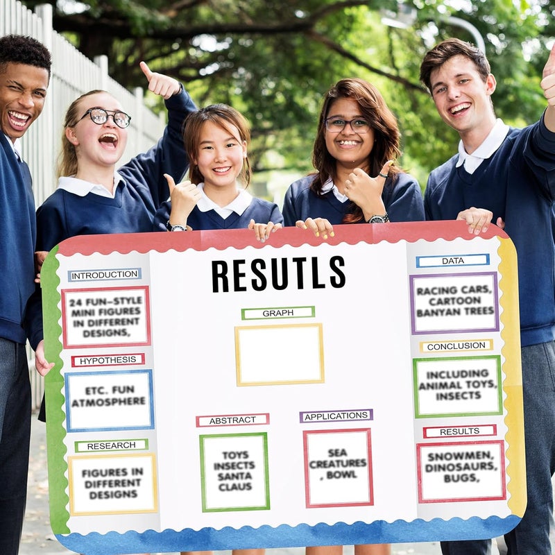 Sinload 92 Pcs Science Fair Board Supplies 60 Trim Scalloped Poster Boards 18 Presentation Subtitles 6 Project Titles 8 Letter Sticker for Classroom Display Boards(Pastel) - Image 5